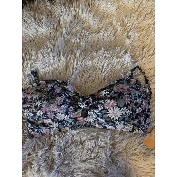 Kona Sol Bikini Top Multi color Floral Keyhole Front Padded Size XL 16-18 New - Picture 2 of 12